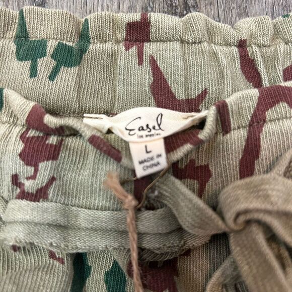 Easel Women’s Size Large Extra Wide Leg Pants Pull On Cargo Beige Red Green - Picture 3 of 10